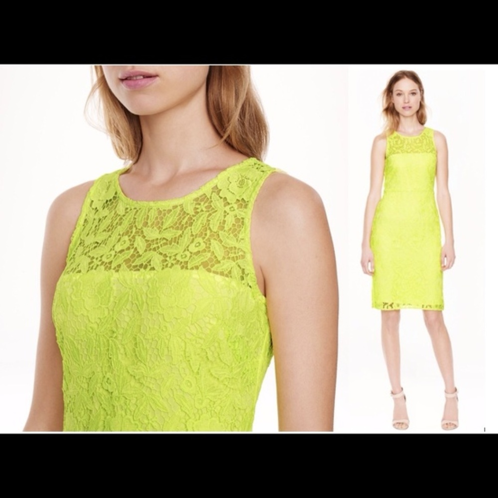 J.crew Collection Yellow Lace Sheath Dress 0